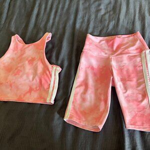 AQUA brand light pink workout set: shorts and top